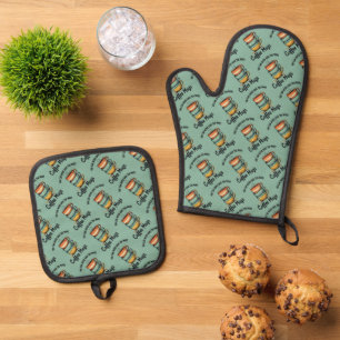 Vintage Coffee Lover Rustic Café Aesthetic Art Oven Mitt & Pot Holder Set