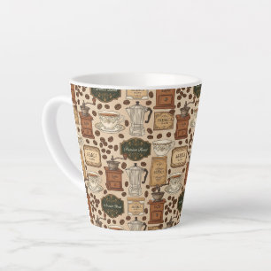 Vintage coffee pattern retro café style latte mug