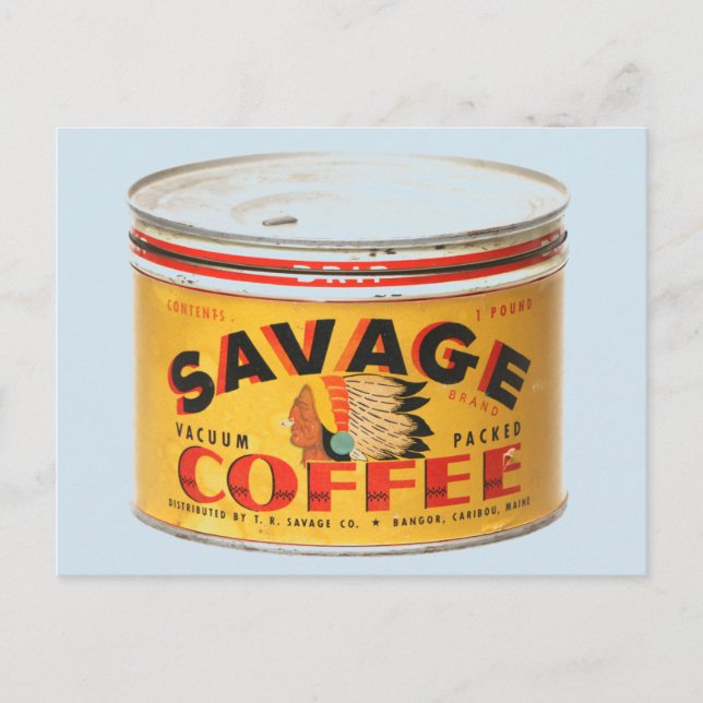 VINTAGE COFFEE POSTCARDS, SAVAGE COFFEE POSTCARD (Front)