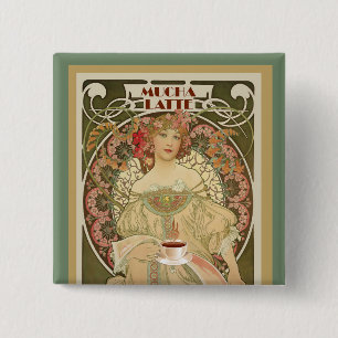 Vintage Coffee Poster 15 Cm Square Badge