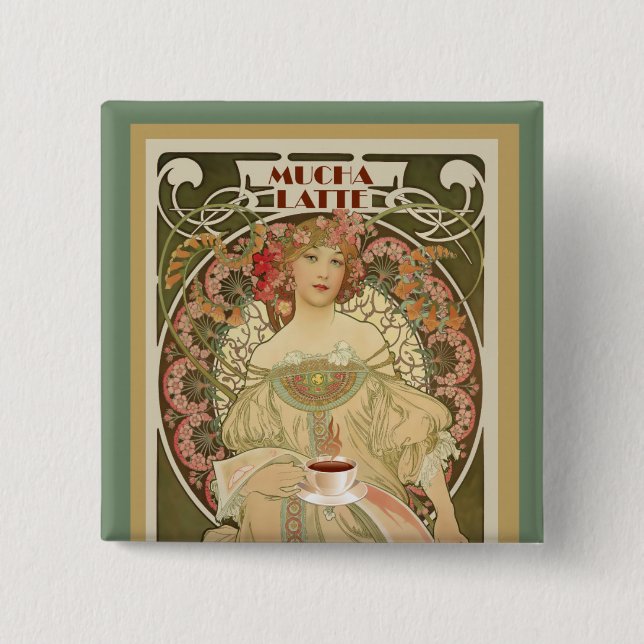Vintage Coffee Poster 15 Cm Square Badge (Front)