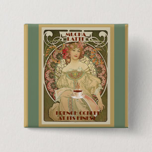 Vintage Coffee Poster 15 Cm Square Badge