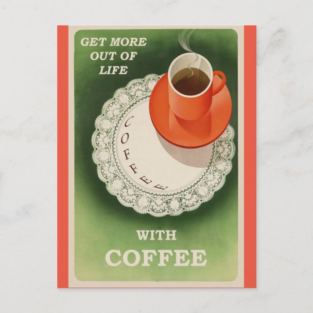 Vintage Coffee Poster Retro Postcard (Front)