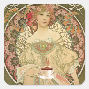 Vintage Coffee Poster Square Sticker