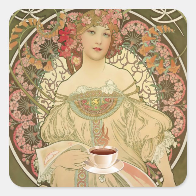 Vintage Coffee Poster Square Sticker (Front)