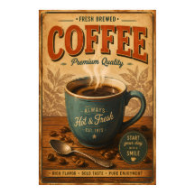 Vintage Coffee Poster Wall Art | Retro Kitchen