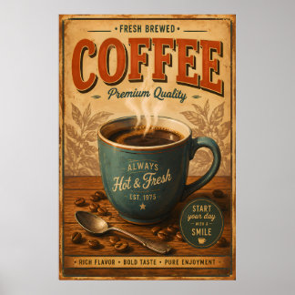 Vintage Coffee Poster Wall Art | Retro Kitchen