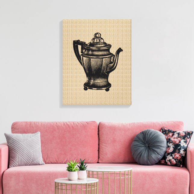 Vintage Coffee Pot on Canvas Print (Insitu(LivingRoom))