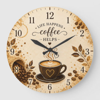 Vintage Coffee Quote Round Wall Clock Decor