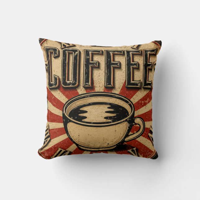 Vintage Coffee Retro Cushion (Front)
