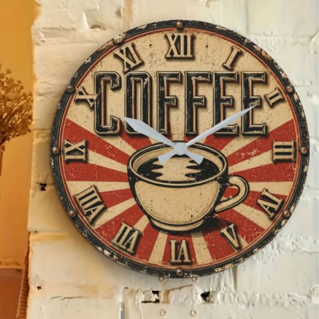Vintage Coffee Retro Large Clock (Creator Uploaded)