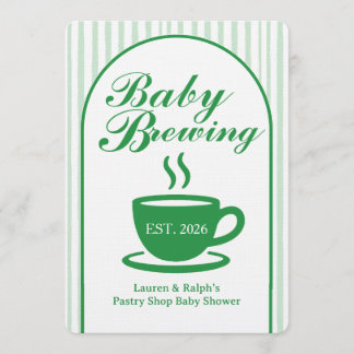Vintage Coffee Shop Baby Shower - Vintage Green Invitation