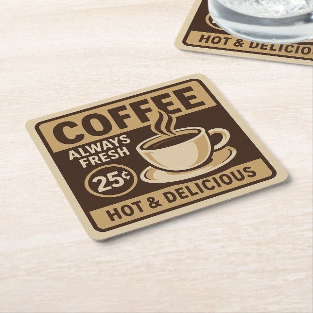 Vintage Coffee Shop Drink Coaster (Angled)