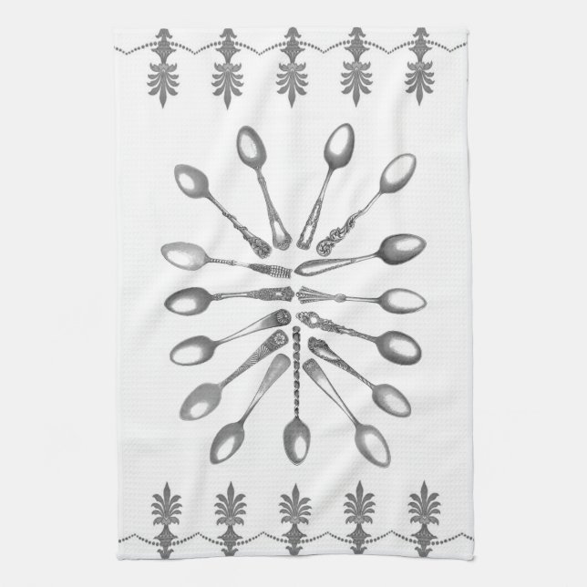 Vintage Coffee Spoon Patterns Kitchen Towel (Vertical)