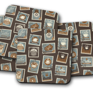 Vintage Coffee Stamps Retro Coffee Cork Coasters