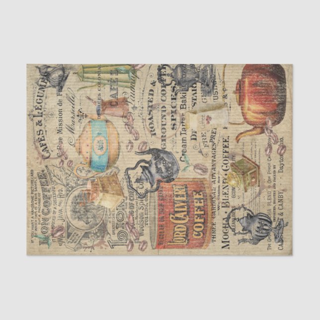 Vintage Coffee Tissue Paper (Front)