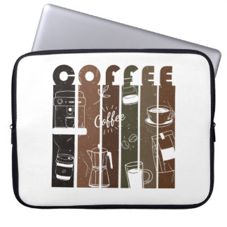 Vintage Coffee Typography Illustration Hand Drawn Laptop Sleeve