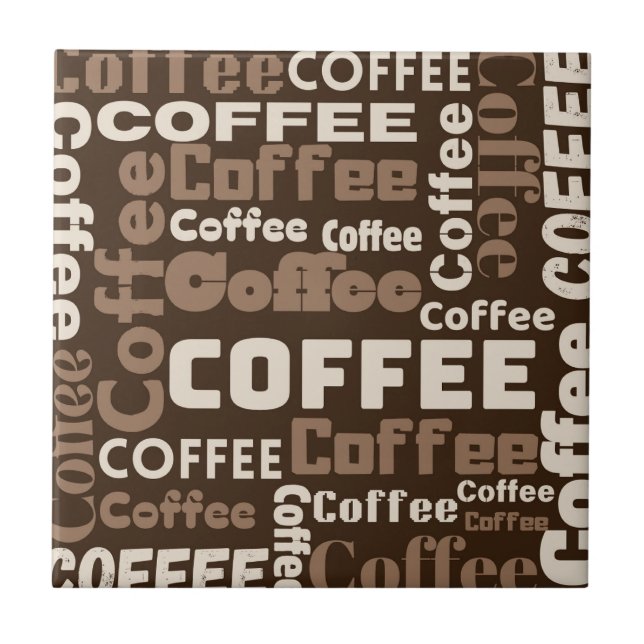 Vintage Coffee Typography Pattern (1) Tile (Front)