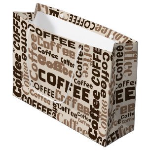 Vintage Coffee Typography Pattern (2) Large Gift Bag