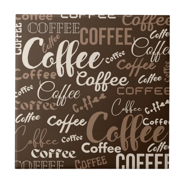 Vintage Coffee Typography Pattern (3) Tile (Front)