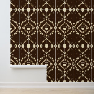Vintage Coffee Utensils Pattern - Retro Café Decor Wallpaper
