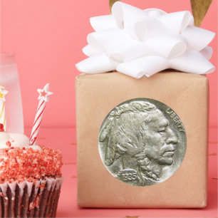 Vintage Coin Collectors Indian Head Silver Nickel Classic Round Sticker