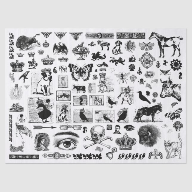 Vintage Collage Decoupage Tissue Paper (Front)