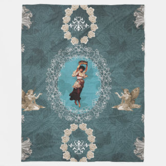 Vintage collage fleece blanket