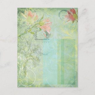 Vintage collage, layered postcard