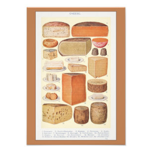 Vintage Collage of Household Cheeses, Beeton, 1923 Photo Print