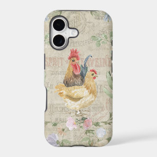 Vintage collage – roosters and flowers