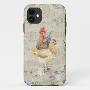Vintage collage – roosters and flowers Case-Mate iPhone case
