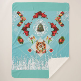 Vintage collage sherpa blanket