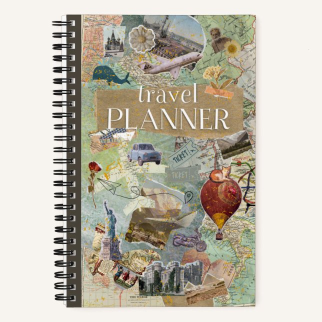 Vintage Collage Travel Planner  Notebook (Front)