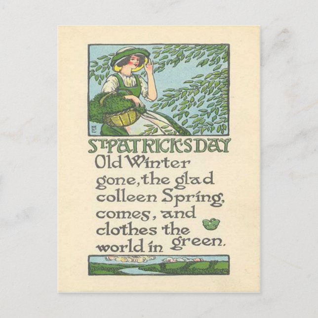 Vintage Colleen Spring Shamrock St Patrick's Day Postcard (Front)