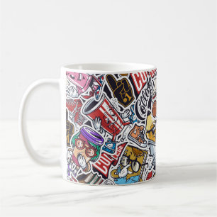 Vintage college colourful seamless pattern with fa coffee mug