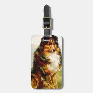 Vintage Collie Dog Luggage Tag