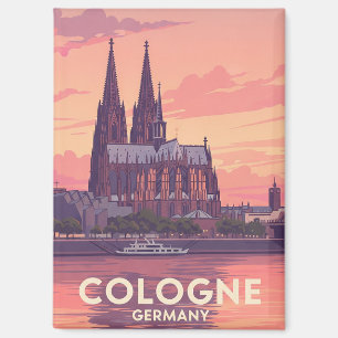 Vintage Cologne Cathedral Germany Travel Magnet