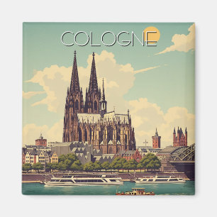 Vintage Cologne Cathedral Germany Travel Magnet
