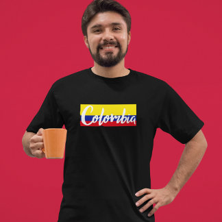 Vintage Colombia Flag lettering Script T-Shirt