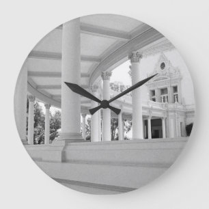 Vintage Colonnade Black & White Architecture Photo Large Clock