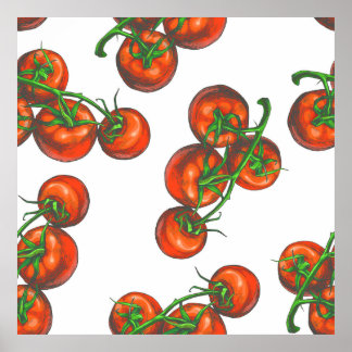 Vintage color seamless pattern with fresh vegetabl poster