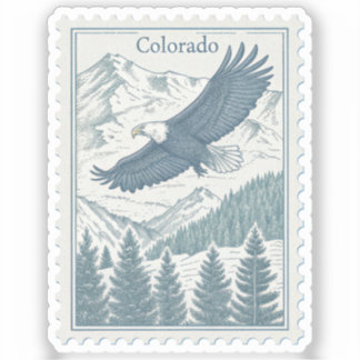 Vintage Colorado Bald Eagle Rocky Mountains Stamp