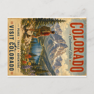 Vintage Colorado Mountain Landscape Poster with Se Holiday Postcard