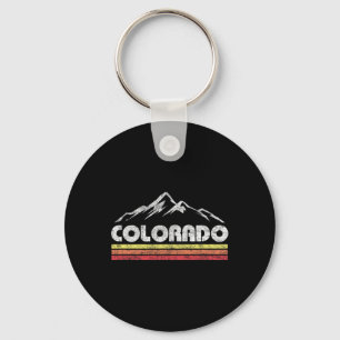 Vintage Colorado Retro Mountain Bike Skiing Key Ring