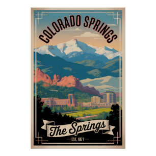 Vintage Colorado Springs Colorado Retro Travel Poster