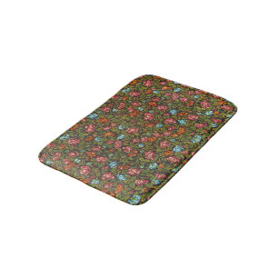 Vintage Colorful All Over Floral Pattern Bath Mat