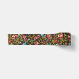 Vintage Colorful All Over Floral Pattern Satin Ribbon