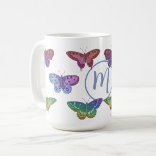 Vintage colorful butterflies moths insects coffee mug