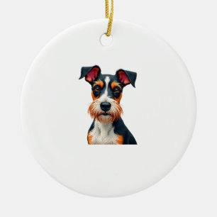 Vintage Colorful Dog Portrait Illustration Retro T Ceramic Tree Decoration